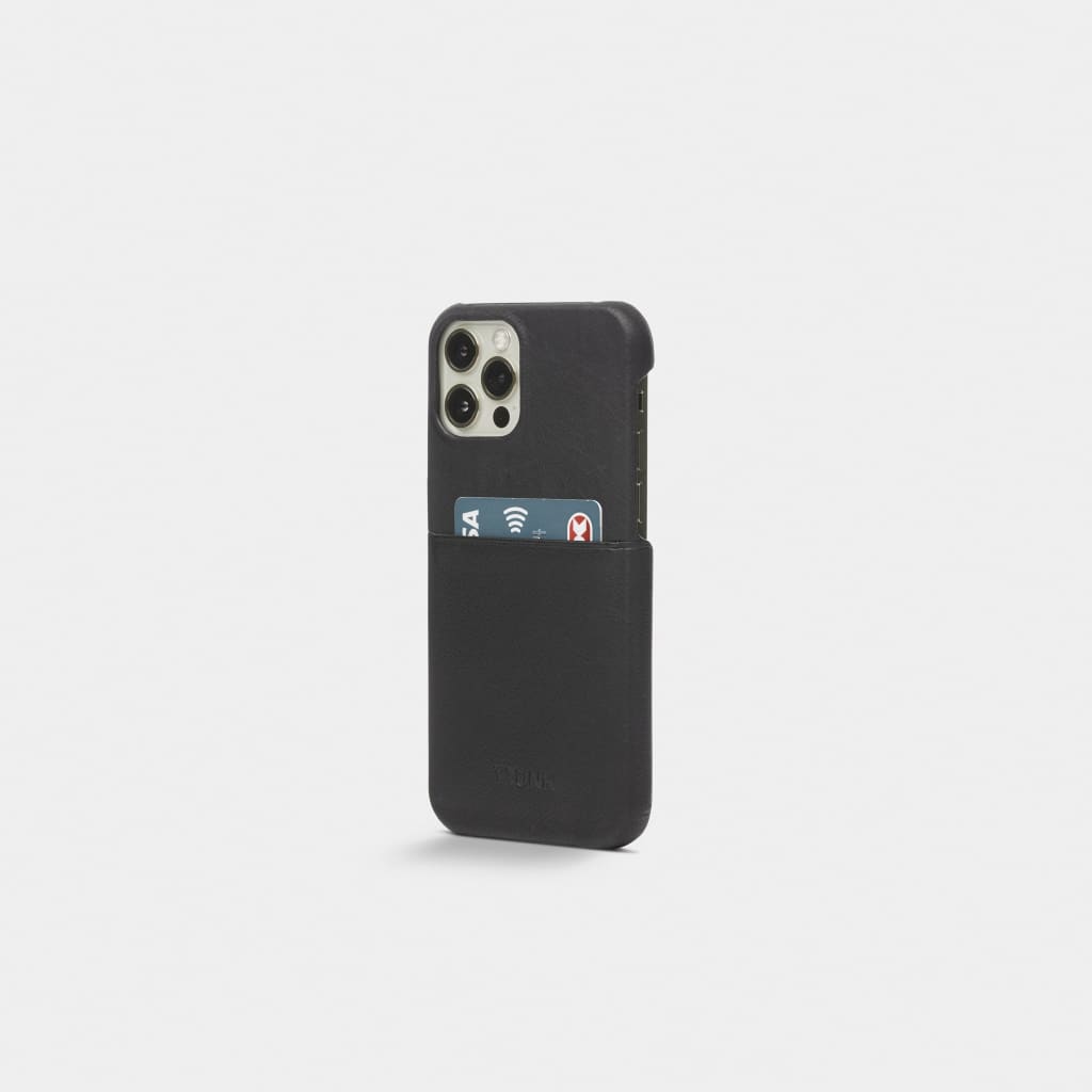Black Leather iPhone Cover - iPhone 12 Pro - Neoprene Sleeve