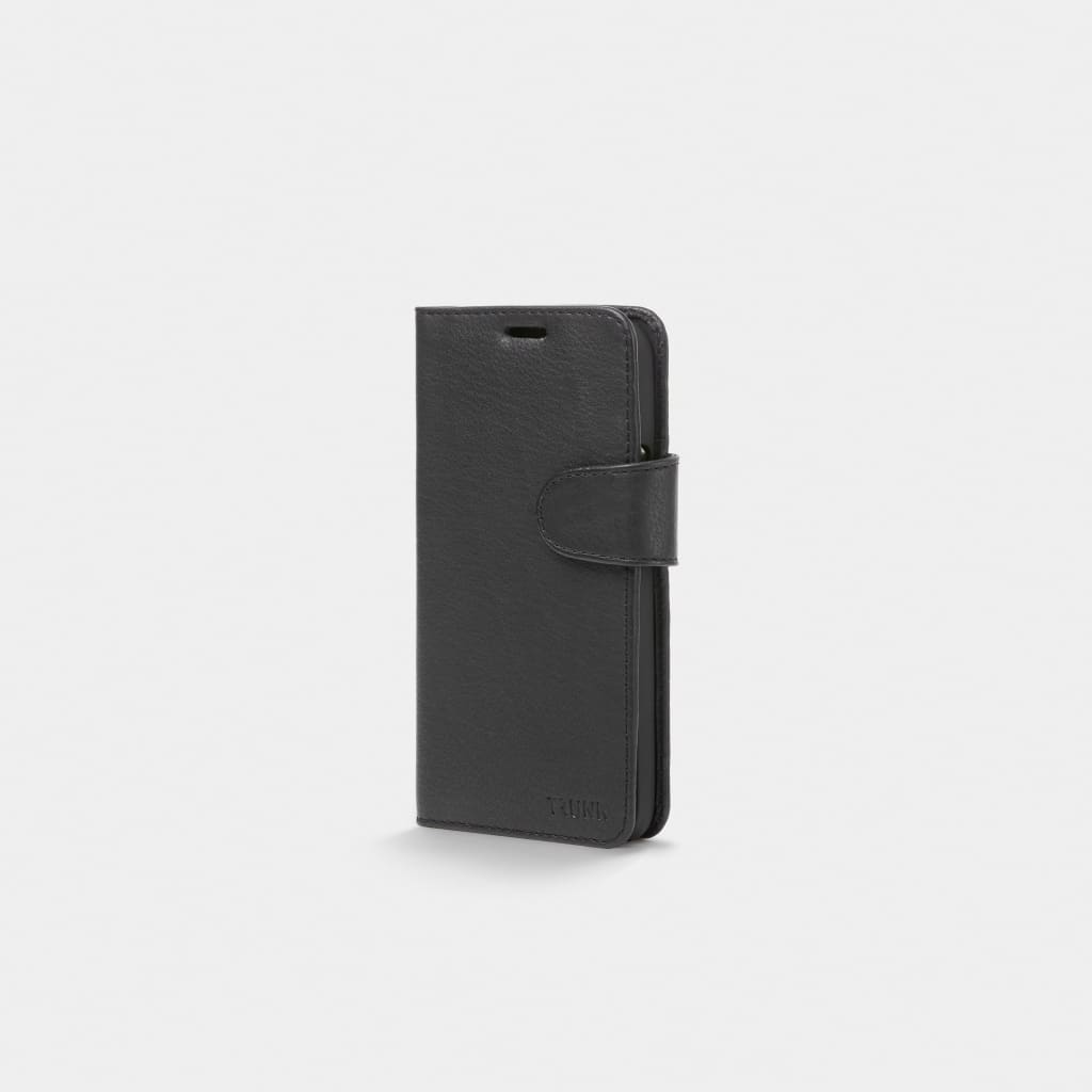 Black Leather iPhone Wallet Case - Neoprene Sleeve